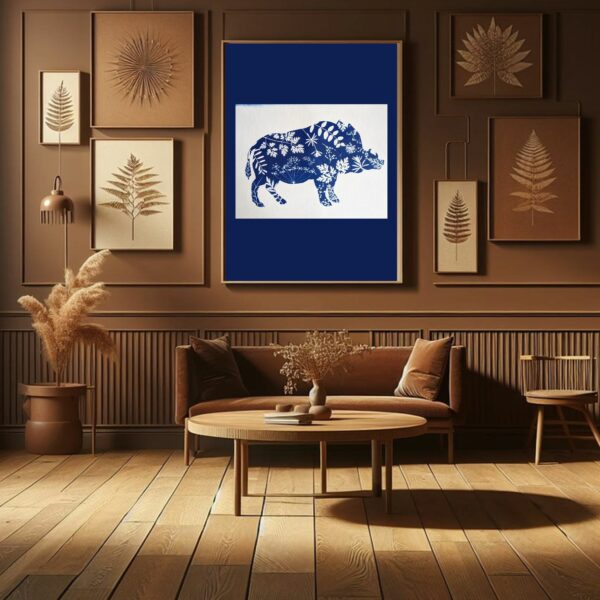 ANIMAL TOTEM CYANOTYPE UNIQUE PERSONNALISE SANGLIER