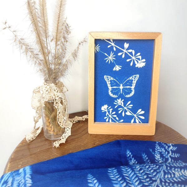 CADRE CYANOTYPE DESIGN UNIQUE GAILLET PAPILLON
