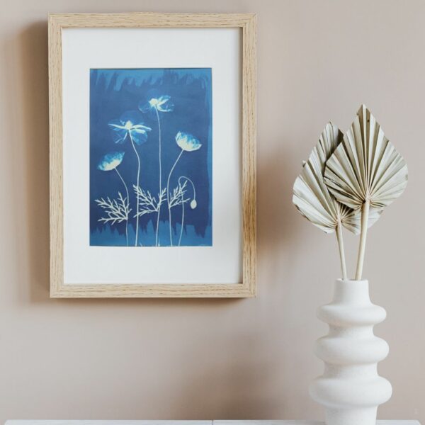 cadre deco cyanotype coquelicot artiste bearn