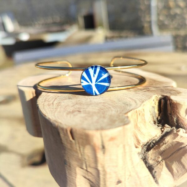 BRACELET DORE OR FIN GAILLET CYANOTYPE ARTISTE FRANCE