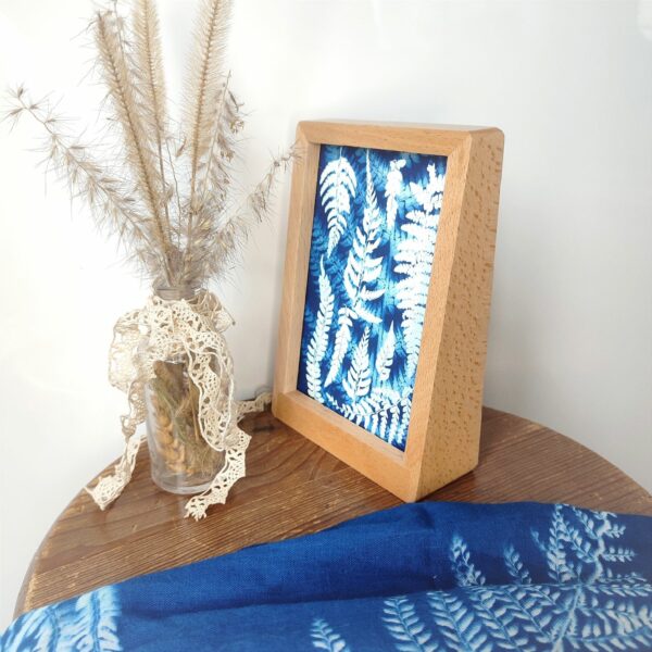 CADRE CYANOTYPE DESIGN UNIQUE FOUGERE DOUBLE EXPOSITION2