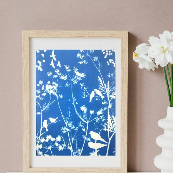 CADRE CYANOTYPE DESIGN UNIQUE OISEAUX MADE IN FRANCE