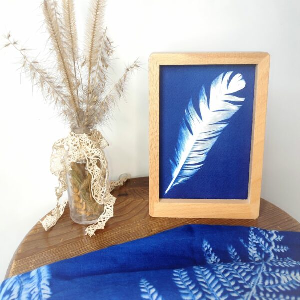 CADRE CYANOTYPE DESIGN UNIQUE PLUME
