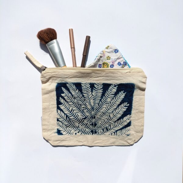 TROUSSE TOILETTE CYANOTYPE FEUILLE ALBIZIA