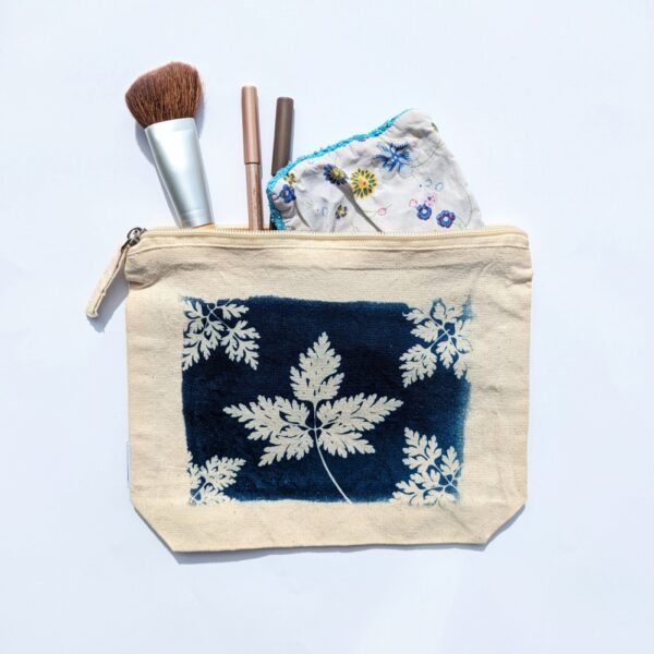 TROUSSE TOILETTE CYANOTYPE FEUILLE GERANIUM