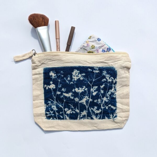 TROUSSE TOILETTE CYANOTYPE FLEURS OMBELLIFERES