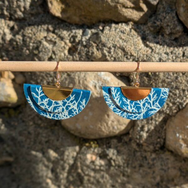 BOUCLES D'OREILLES EVENTAIL DORÉES A L'OR FIN – Image 2